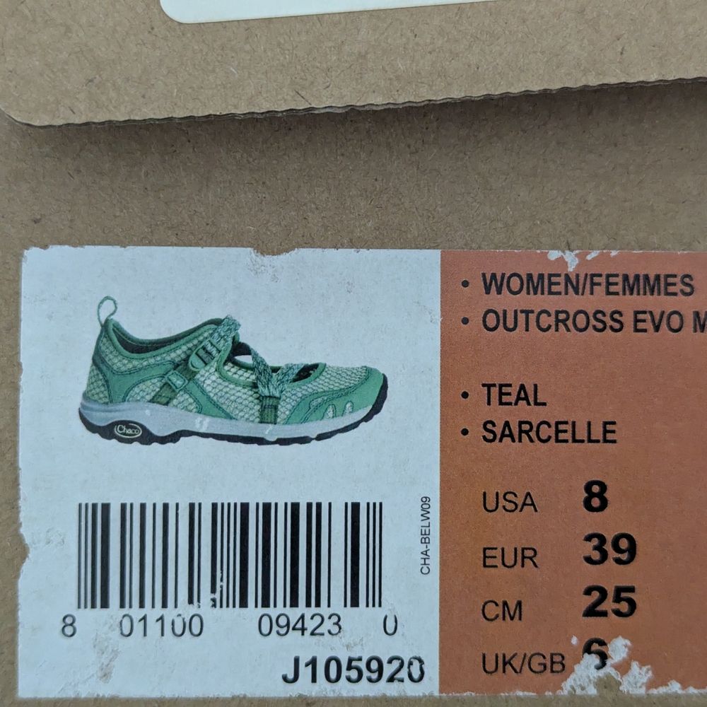 Chaco Women's Outcross Evo Mary Jane Sandals - Teal New Never Used With No Tags